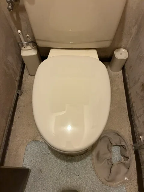 川口市のトイレ普通便座交換|施工後。フタを閉じた状態の新しい普通便座とトイレ全景