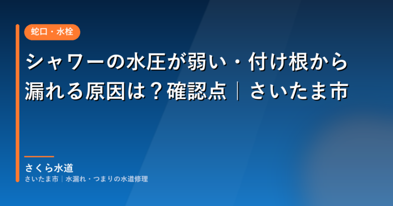 保護中: シャワーの水圧が弱い・付け根から漏れる原因は?確認点|さいたま市
